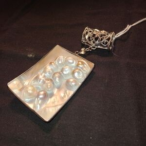 J. Francis Scarf Slide in Silver Tone with Pearl Peas